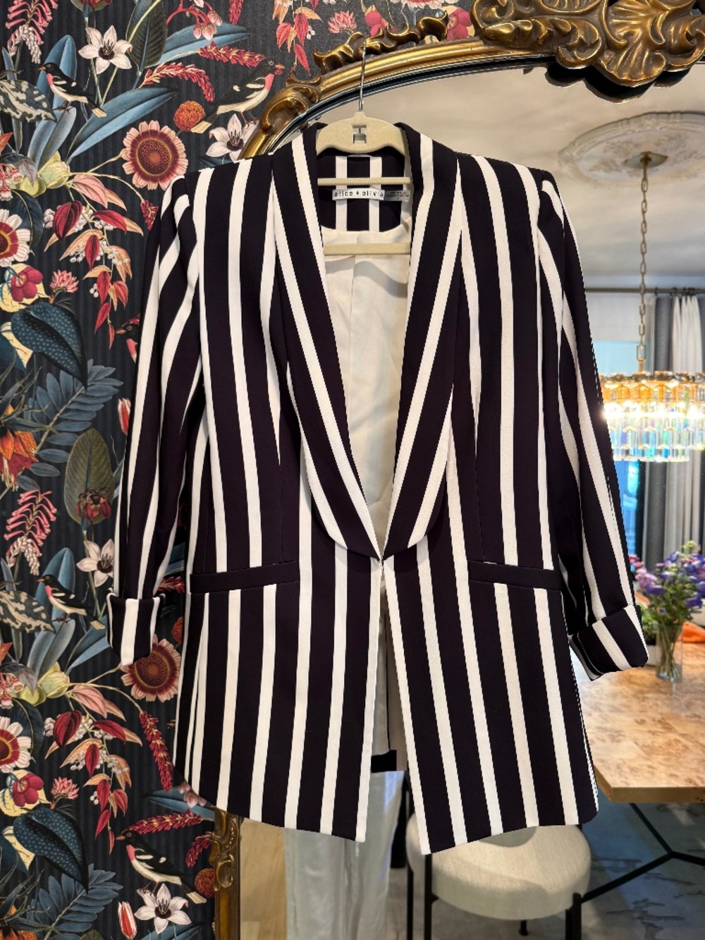 Alice and Olivia striped blazer and wide leg pants
